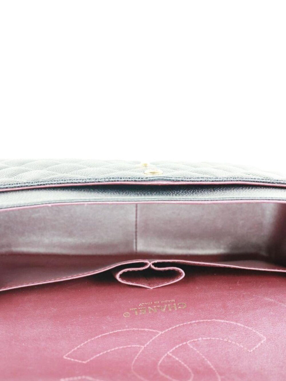Chanel  Classic Double Flap Jumbo Quilted Caviar Leather Shoulder Bag Black - Picture 14 of 15